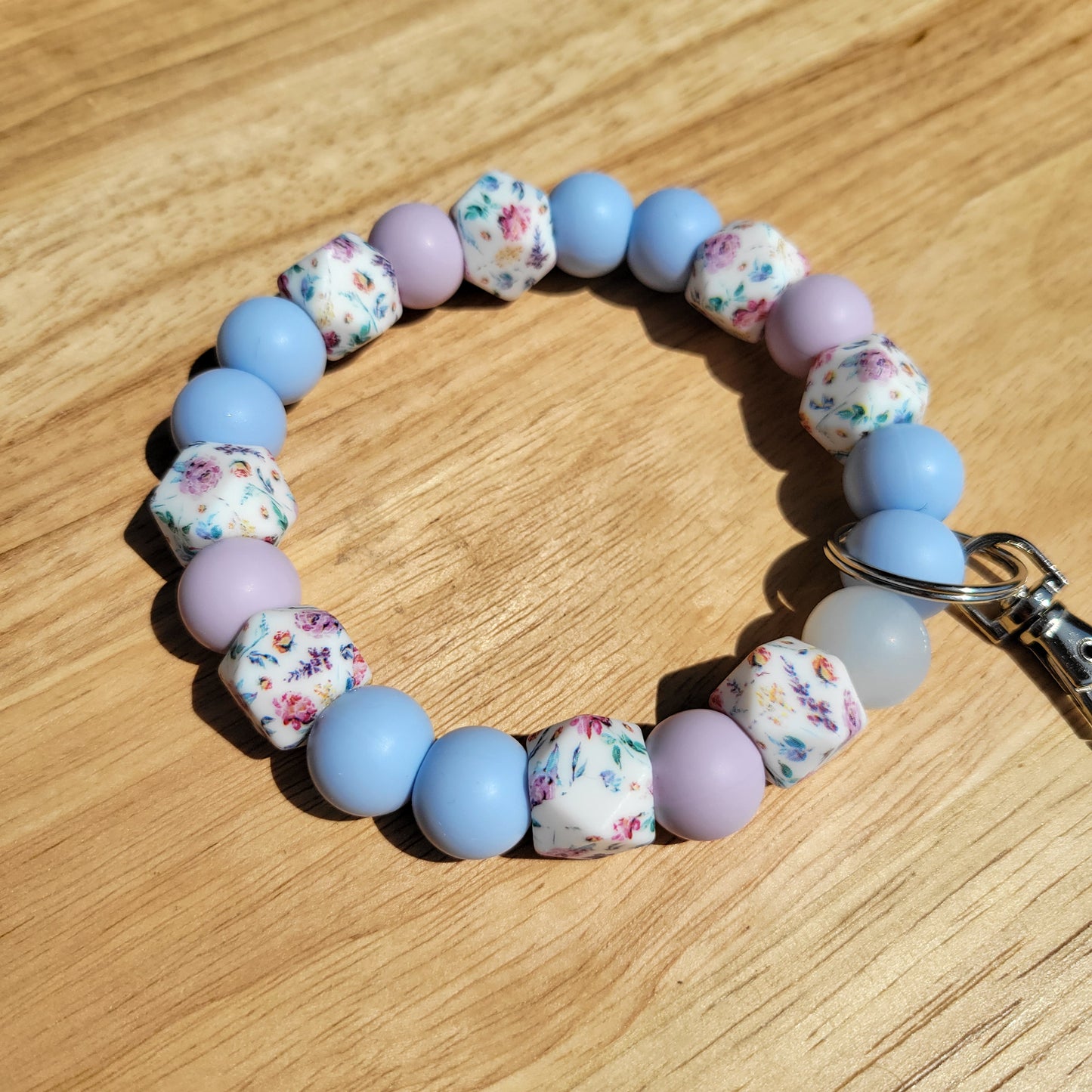 Granny's Floral Silicone Beaded Key Ring
