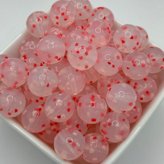 15mm Patterned Silicone Bead - Heart Confetti