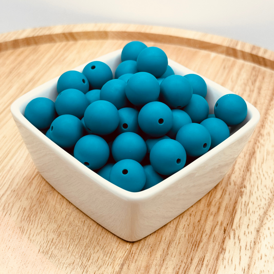 15mm Solid Color Silicone Bead - Island Blue