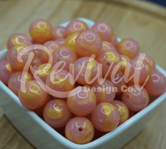 Hibiscus Spritz - 15mm Glitter Jelly Silicone Bead