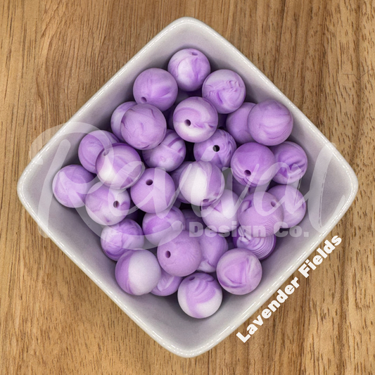 15mm Swirl Silicone Bead - Lavender Fields