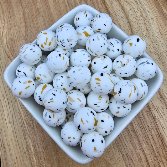 15mm Patterned Silicone Bead - Nature Walk