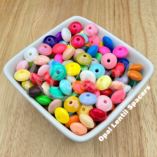 Silicone Lentil Spacers - Opal Confetti - Pack of 50