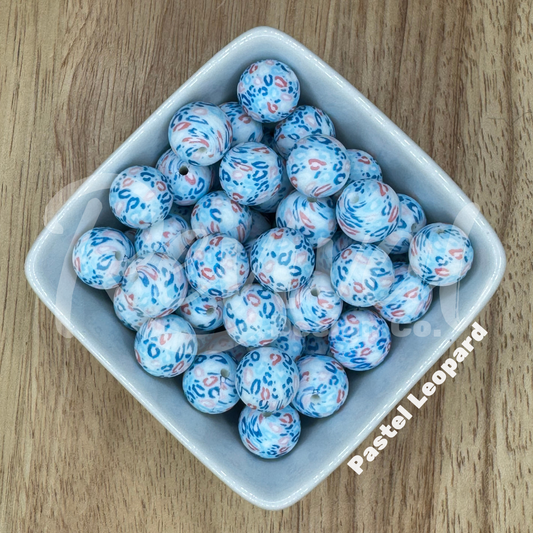 15mm Patterned Silicone Bead - Pastel Leopard