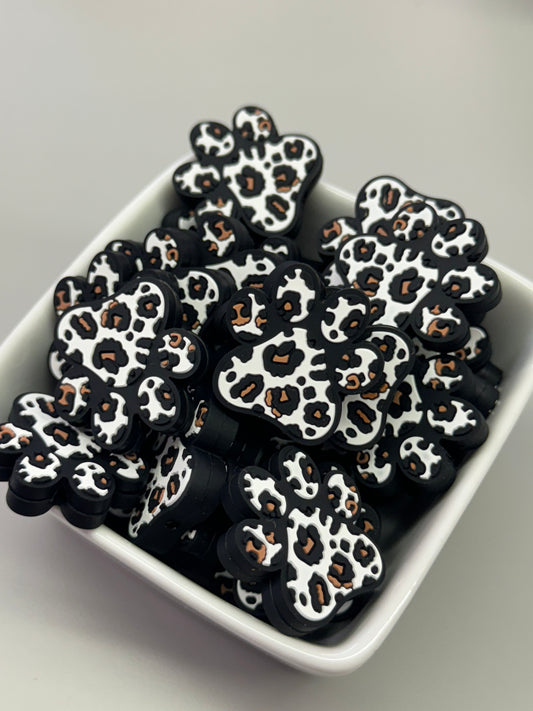 Leopard Paw Print - Silicone Focal Bead