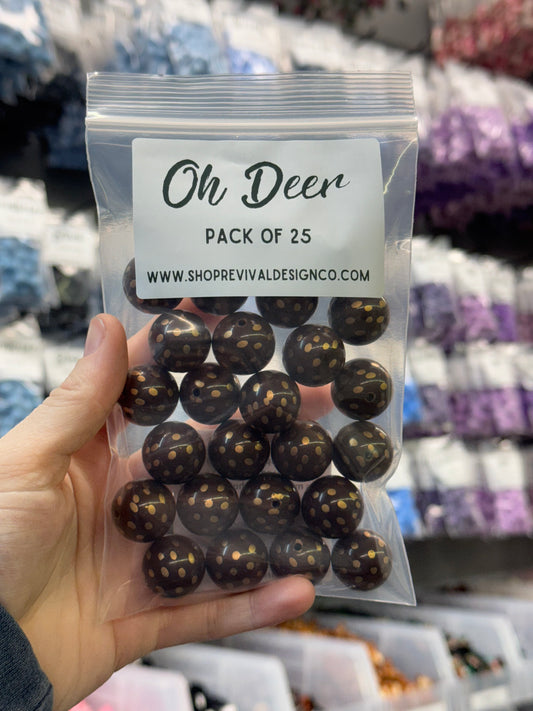 Oh Deer! - 20mm Acrylic Bead Mix - 25 Pack