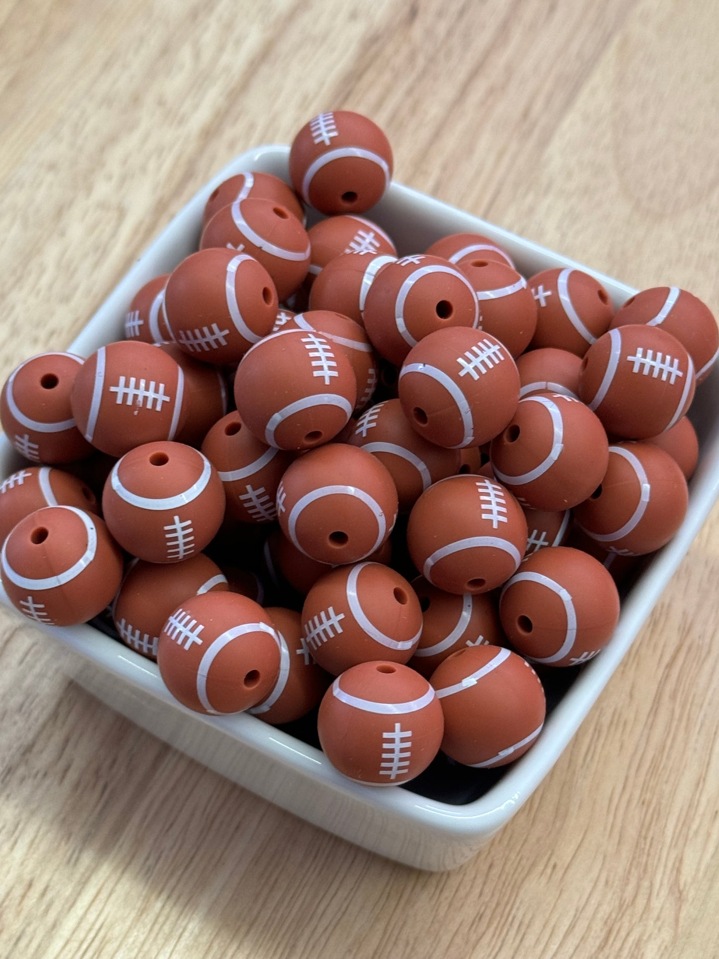 15mm Patterned Silicone Bead - Football