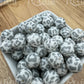 15mm Patterned Silicone Bead - Gray Leopard