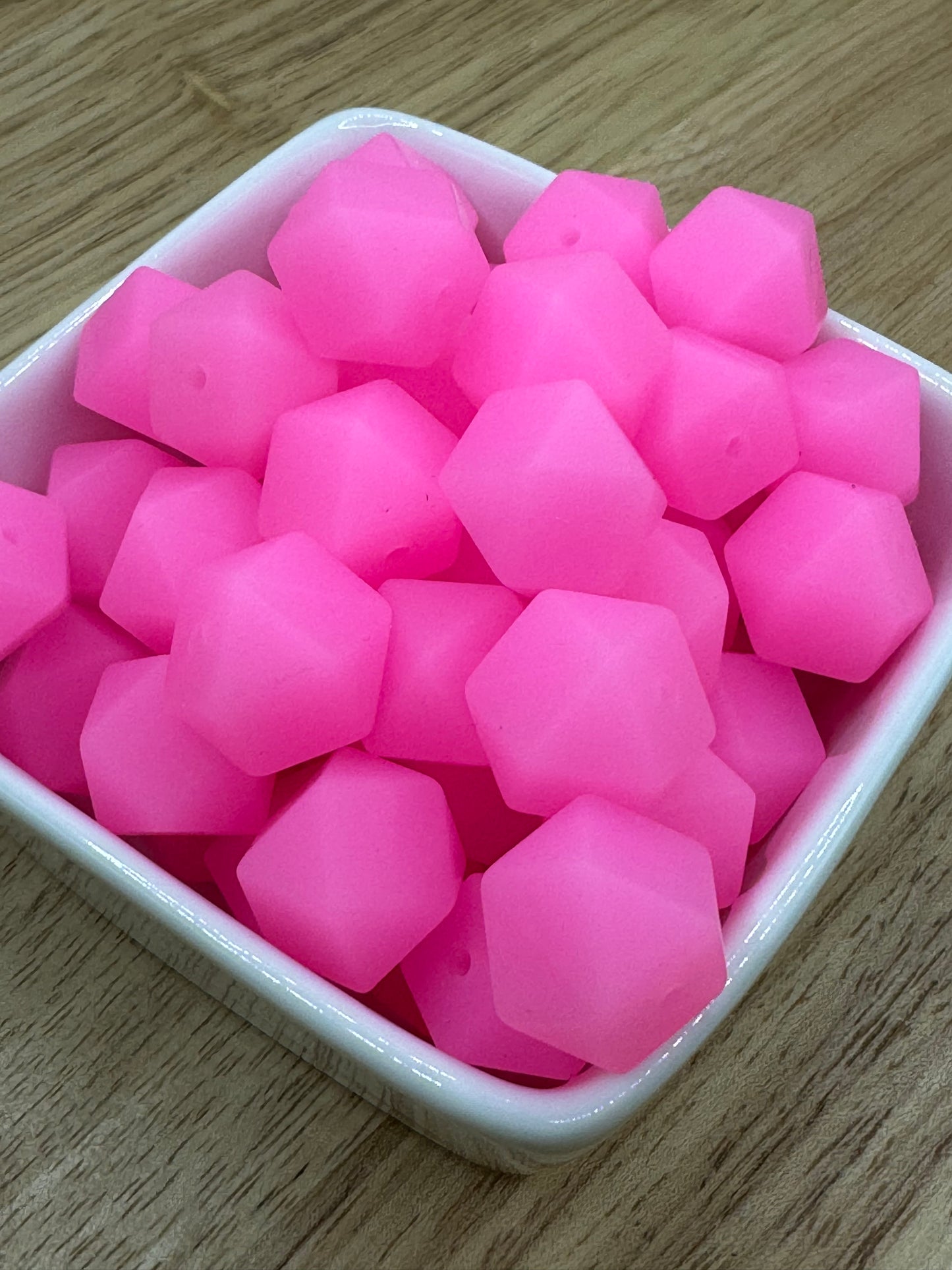 Pink Glow - 14mm Glow Hexagon Bead