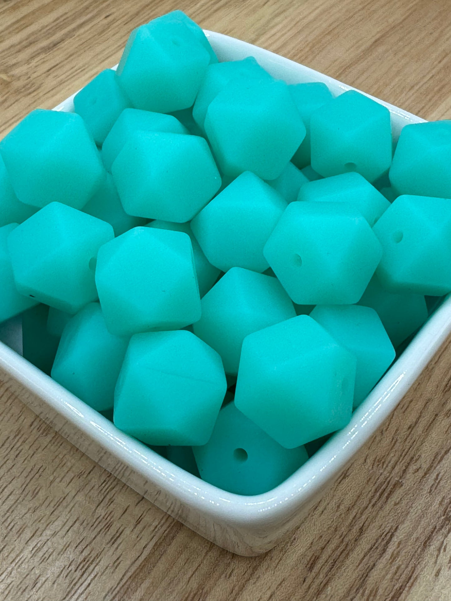 Turquoise Glow - 14mm Glow Hexagon Bead