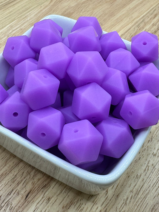 Purple Glow - 14mm Glow Hexagon Bead