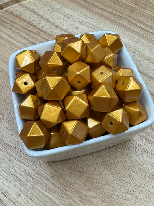 Gold Doubloon - 14mm Metallic Silicone Hexagon