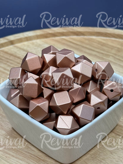 Champagne - 14mm Metallic Silicone Hexagon