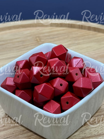 Cranberry - 14mm Metallic Silicone Hexagon