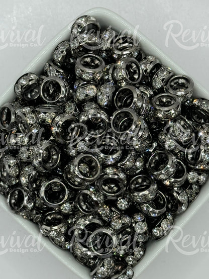 Chunky Rhinestone Spacer - Gun Metal