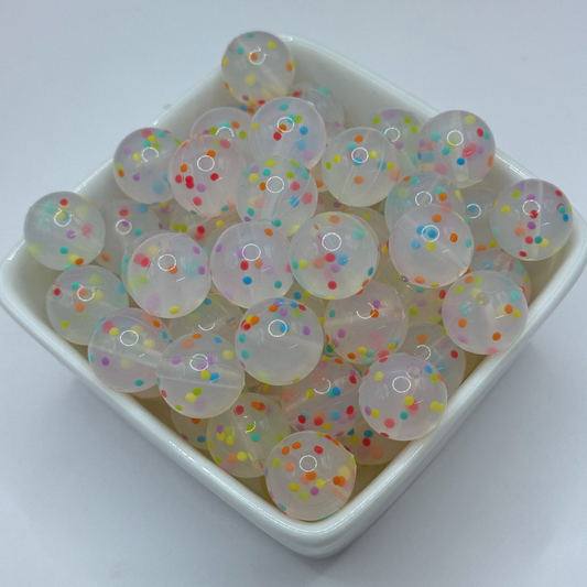 15mm Patterned Silicone Bead - Rainbow Confetti