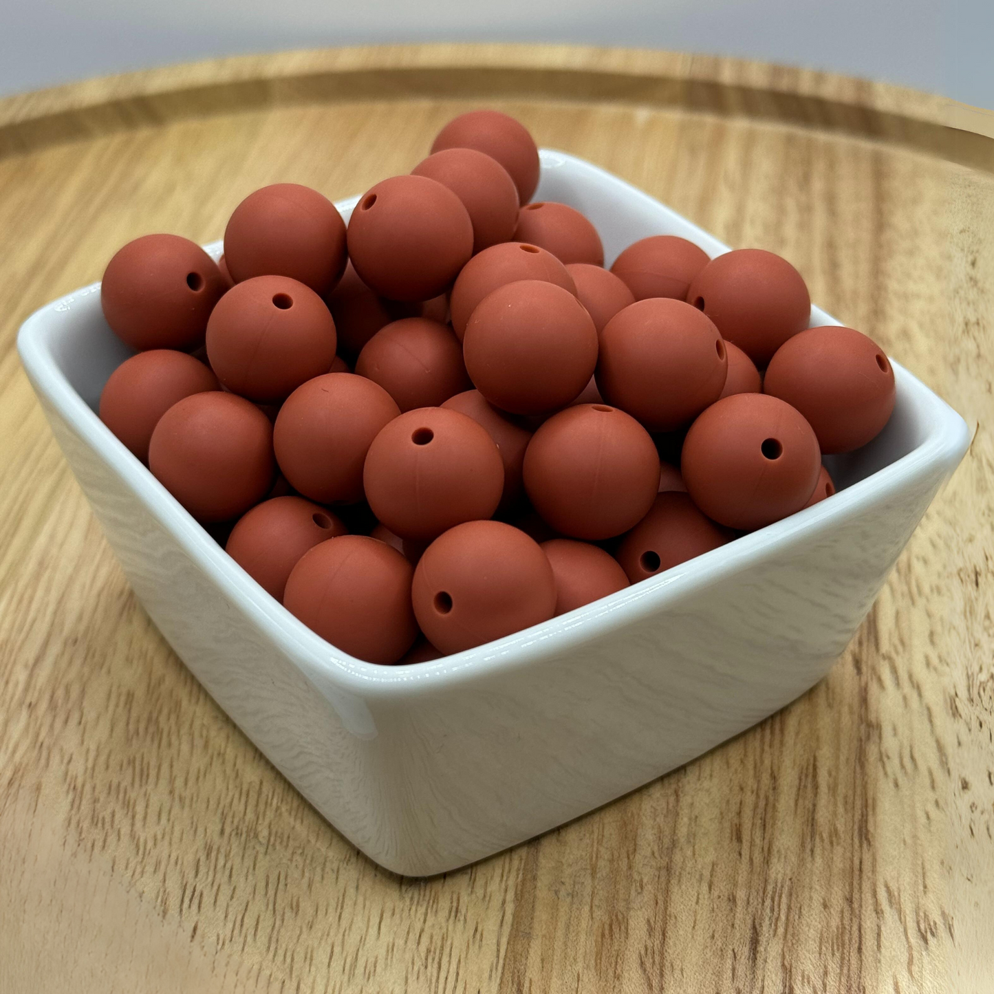 15mm Solid Color Silicone Bead - Rust