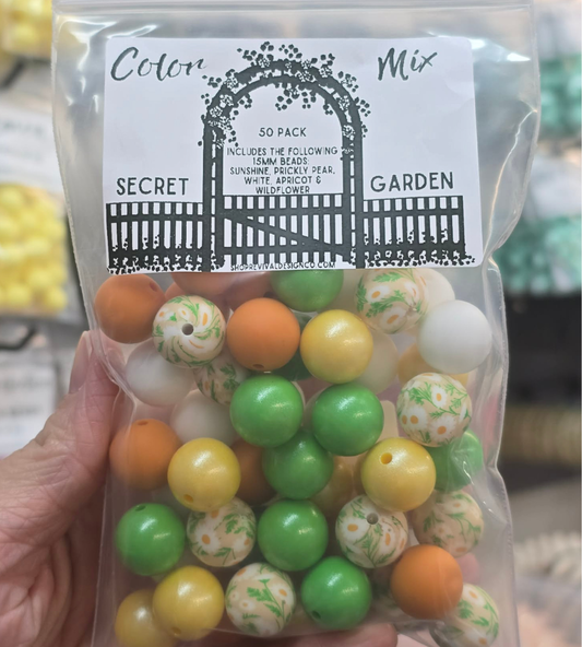 Secret Garden Opal Color Mix - 15mm Silicone Beads - 50 Pack