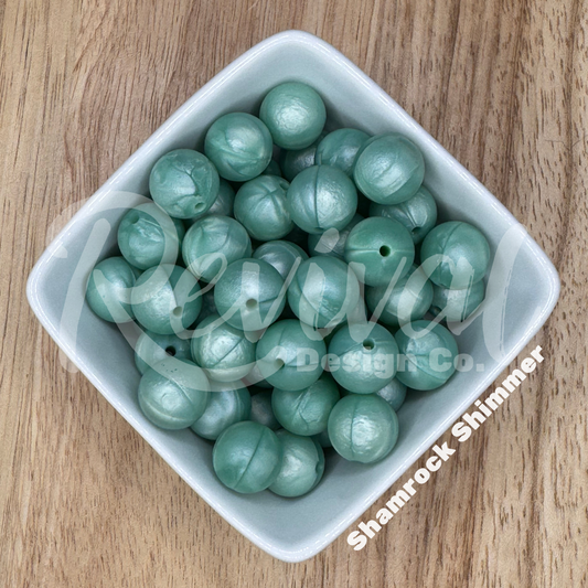 15mm Shimmer Silicone Bead - Shamrock Shimmer