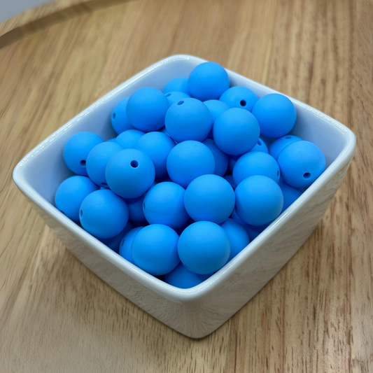 15mm Solid Color Silicone Bead - Sky Blue