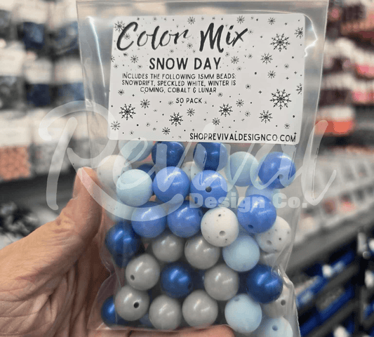 Snow Day Color Mix - 15mm Silicone Beads - 50 Pack