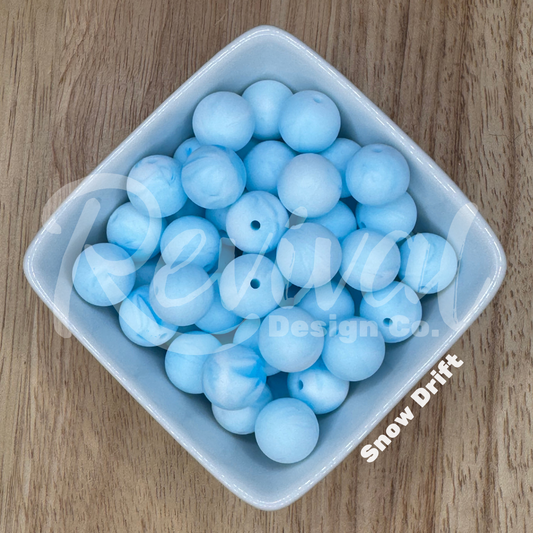 15mm Swirl Silicone Bead - Snow Drift