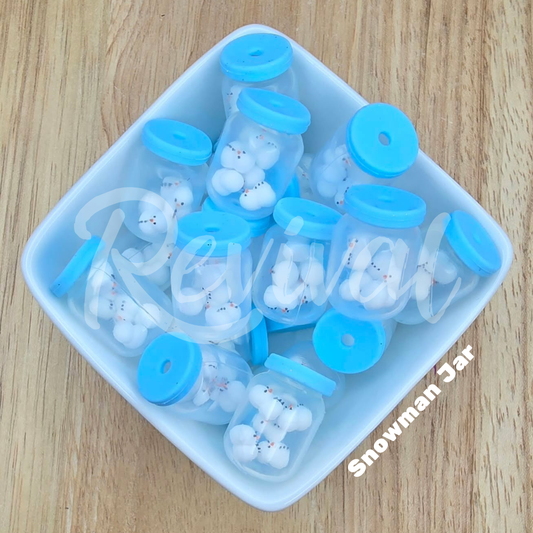 Snowman Jar - Silicone Focal Bead