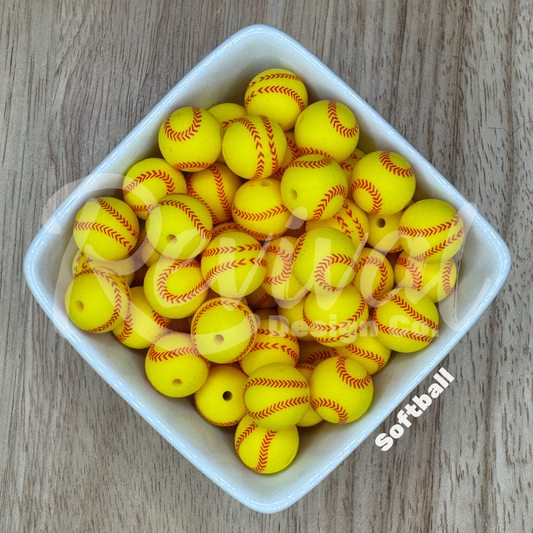 15mm Patterned Silicone Bead - Softball