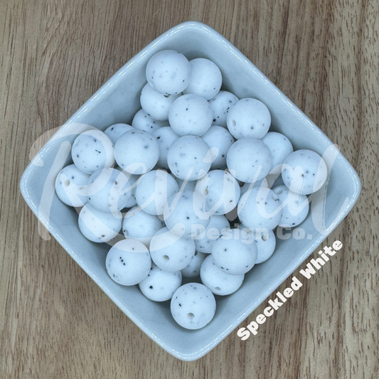 15mm Patterned Silicone Bead - Speckled White