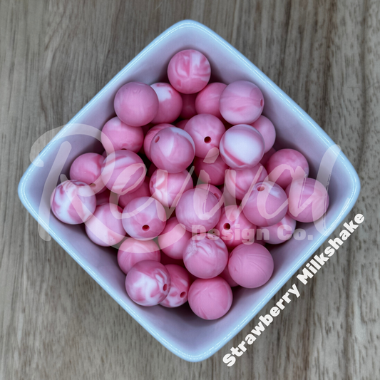 15mm Swirl Silicone Bead - Strawberry Milkshake