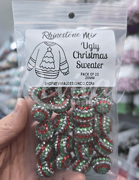 Ugly Christmas Sweater - Rhinestone Bead Color Mix (Pack of 25)