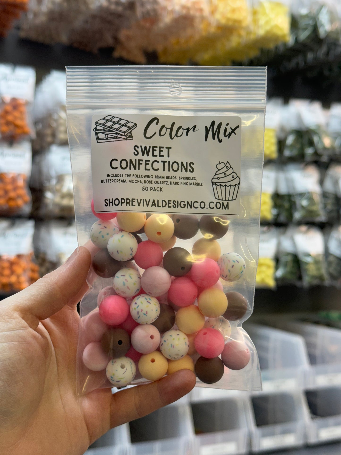 Sweet Confections Color Mix - 15mm Silicone Beads - 50 Pack