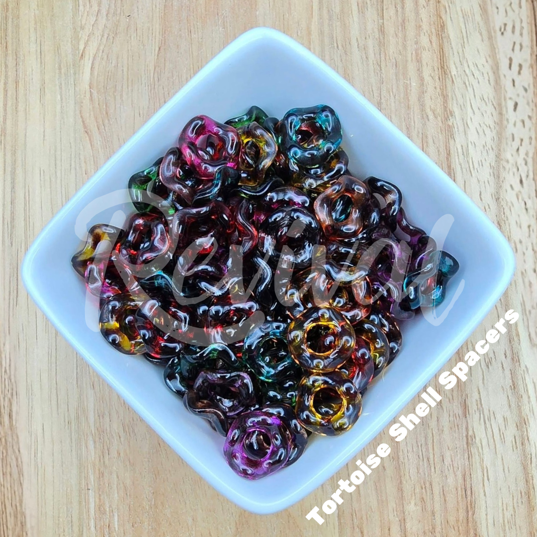 16mm Acrylic Wavy Spacers - Tortoise Shell (Pack of 25)