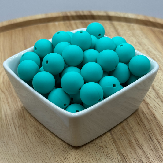 15mm Solid Color Silicone Bead - Turquoise