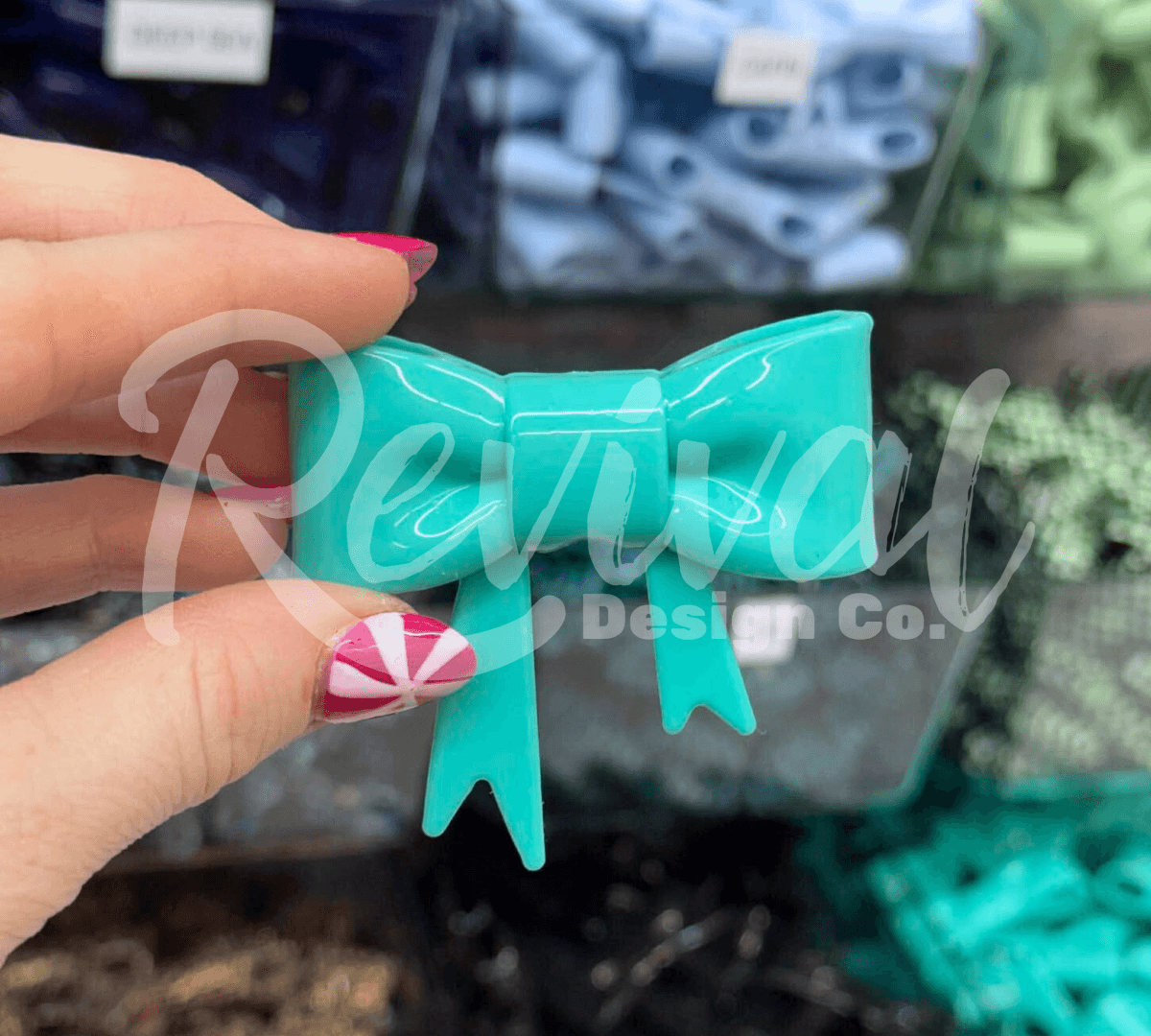 Turquoise - Silicone Bow Focal/Straw Topper