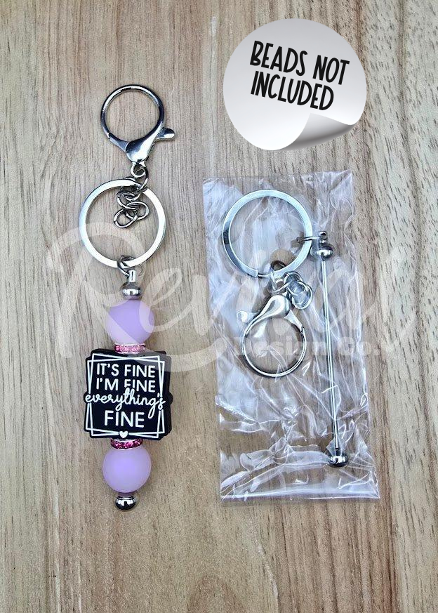 Beadable Bar Keychain - Silver