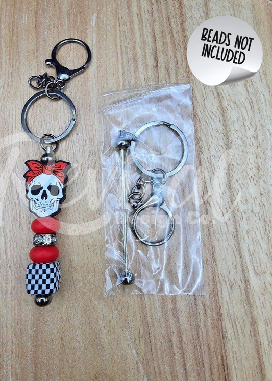 Beadable Bar Keychain - Gun Metal