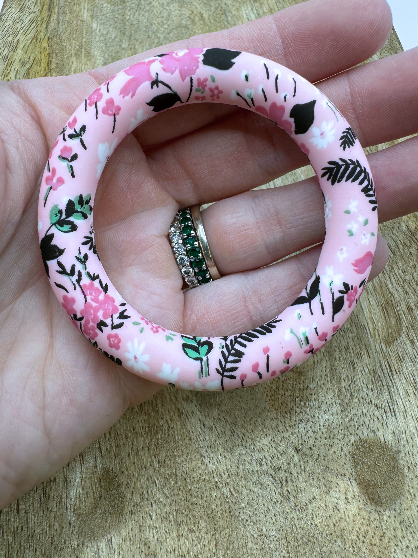 Pink Floral - 65mm Silicone Ring