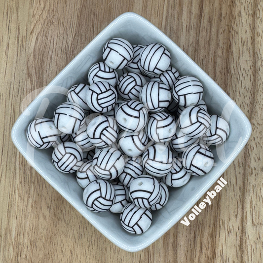 15mm Patterned Silicone Bead - Volley Ball