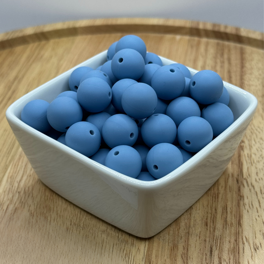 15mm Solid Color Silicone Bead - Cornflower