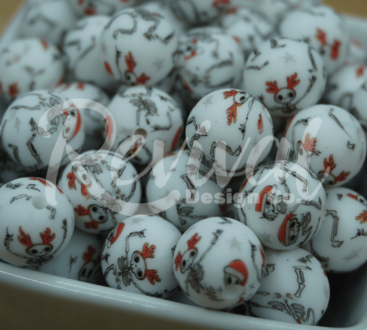 15mm Patterned Silicone Bead - Jolly Skellie