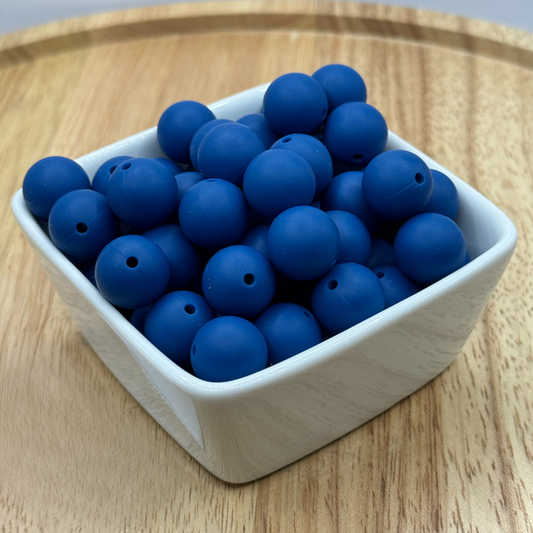15mm Solid Color Silicone Bead - Navy
