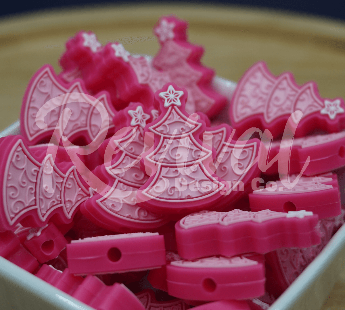 Pink Christmas Tree - Silicone Focal Bead