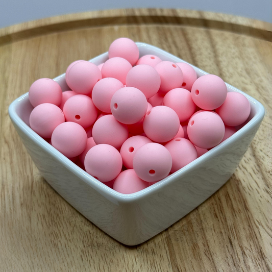 15mm Solid Color Silicone Bead - Soft Pink